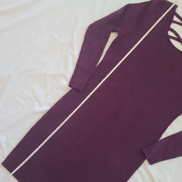 ❤️EUC Rue21+ Plus Purple Plum Long Sleeve Ribbed Bodycon Sweater Dress 3X - Picture 7 of 13